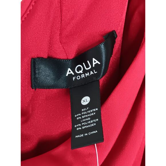 New Aqua Formal Red Ruched One Shoulder Draped Dress Women’s XL Cocktail Evening - Picture 10 of 12